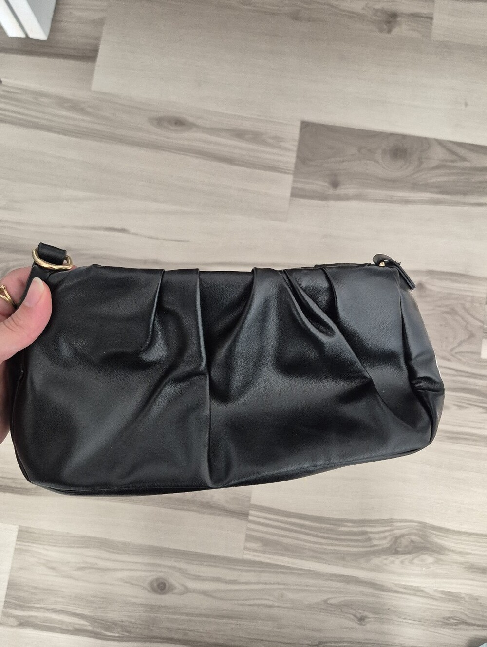 Black Pleated Clutch Bag - Women